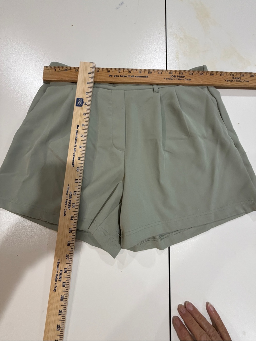 32 Degrees High-Waist Sage Green Tailored Shorts